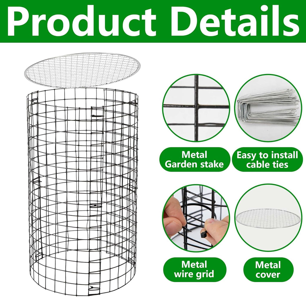 Adnee 8 Pack Wire Plant Protector with Cover-20" x 11" Detachable Metal Plant Protectors Mesh-Garden Plant Protectors
