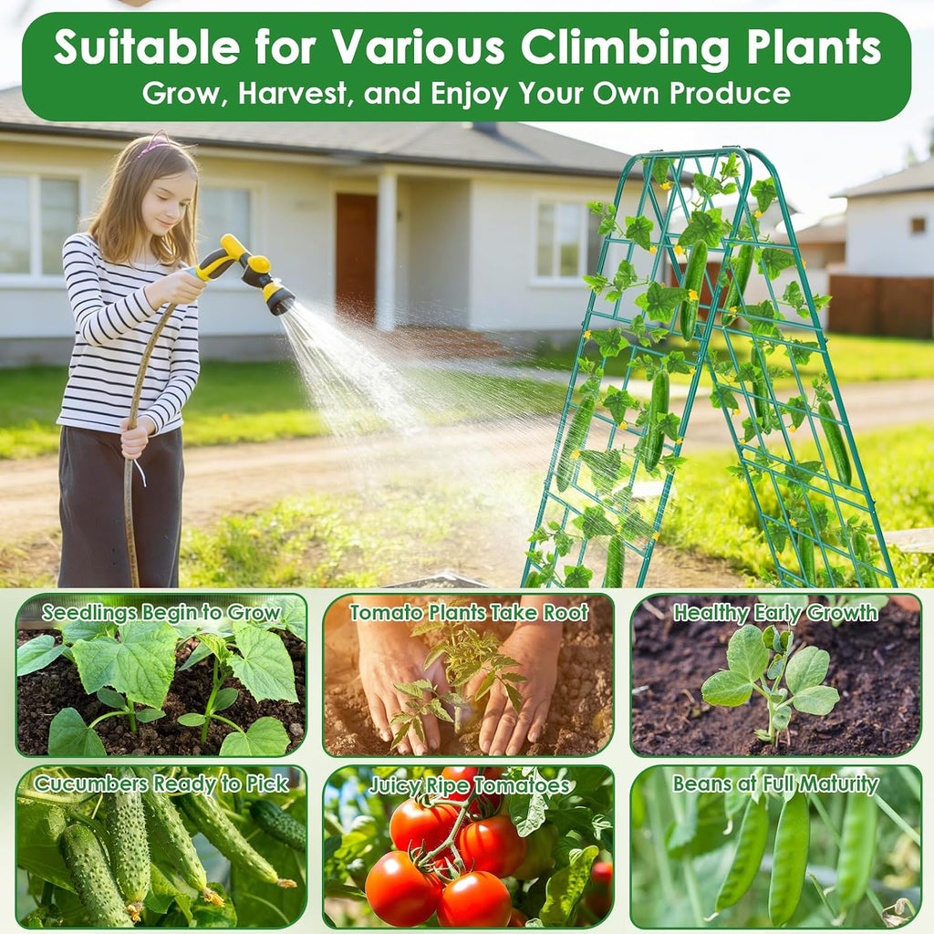 Heavy Duty Metal 50"x17" Cucumber Trellis for Raised Bed, A Frame Garden Trellis for Climbing Plants Outdoor, Plant