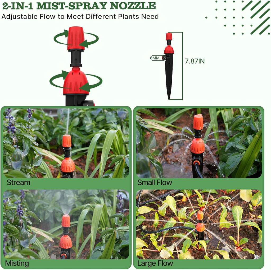 Anleolife 82.4FT Automatic Drip Irrigation System Kit with Water Timer | 8 Programs & LCD Timer, Quick-Connect System