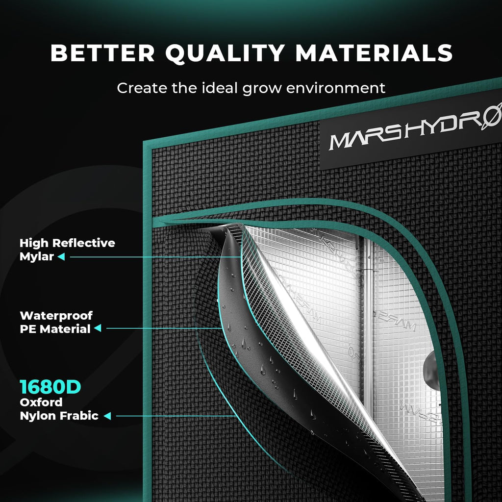 MARS HYDRO 4x4 Advanced Grow Tent, 48"x48"x80" Indoor Plant Growing | Reflective Mylar 1680D,Hangers for