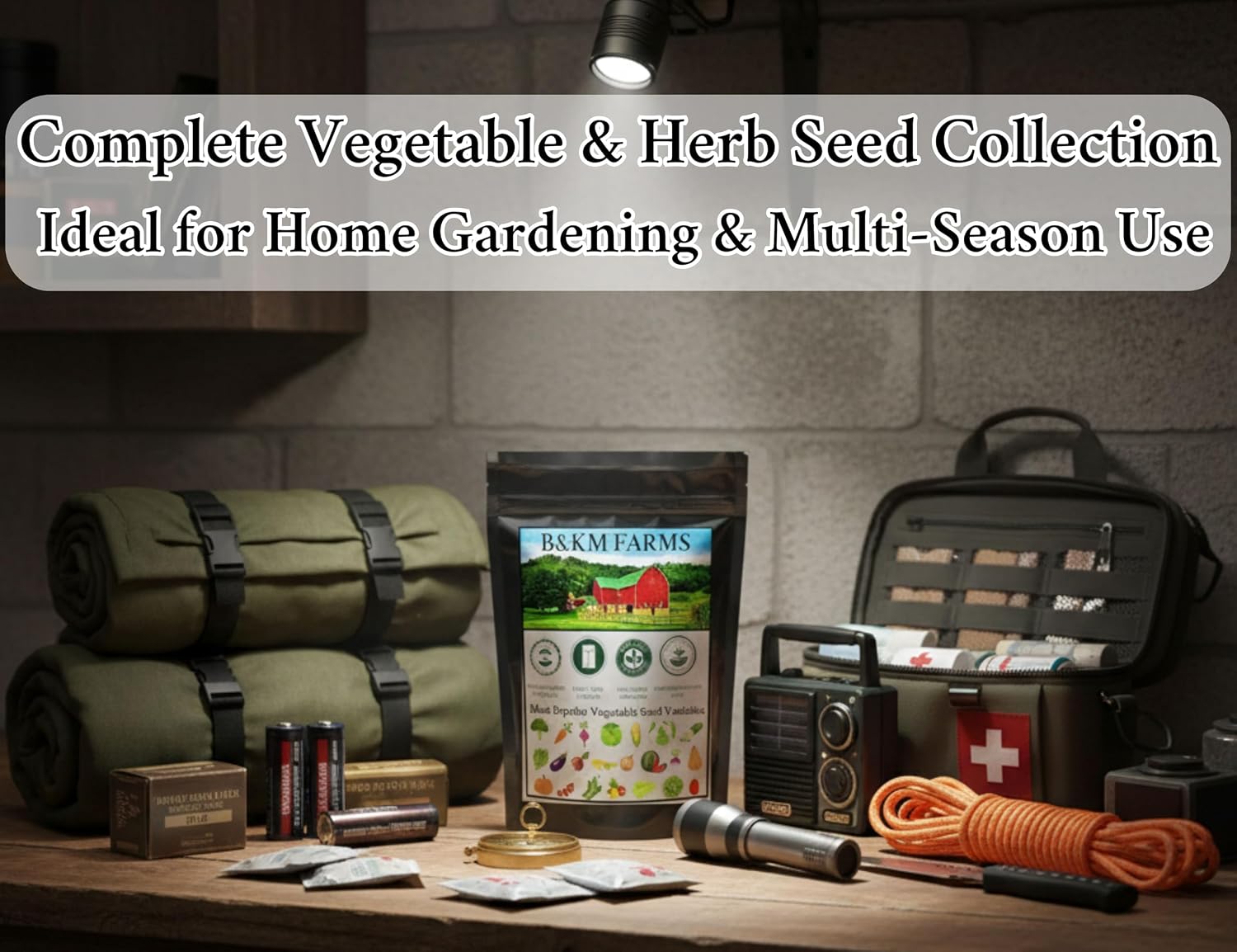 B&KM Farms Heirloom Vegetable Seeds Variety Pack – 20 Varieties, 40 Packets, 20,000+ Non-GMO Seeds – Water-Resistant
