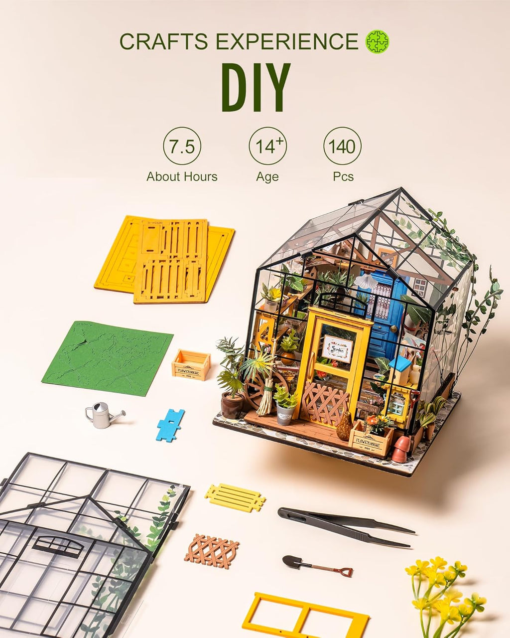 Rolife DIY Miniature Greenhouse Kits for Adults - Cathy's Flower House | Beginner-Friendly Diorama Kits Mayberry Street