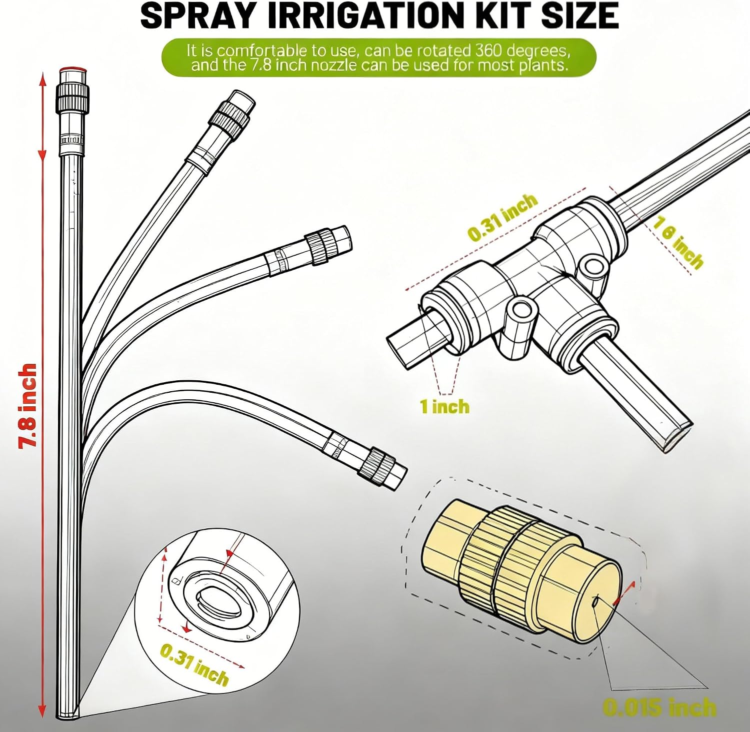 Drip Irrigation System，360° Bendable Drip Irrigation Kit Automatic Irrigation System for Garden, Adjustable Garden