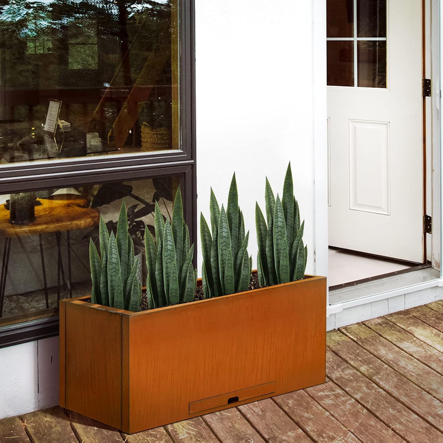 Worth Garden 3ft Artificial Snake Plant Fake Sansevieria Indoor Outdoor, 28 Thick Leaves Lifelike Faux Silk Plant, Home
