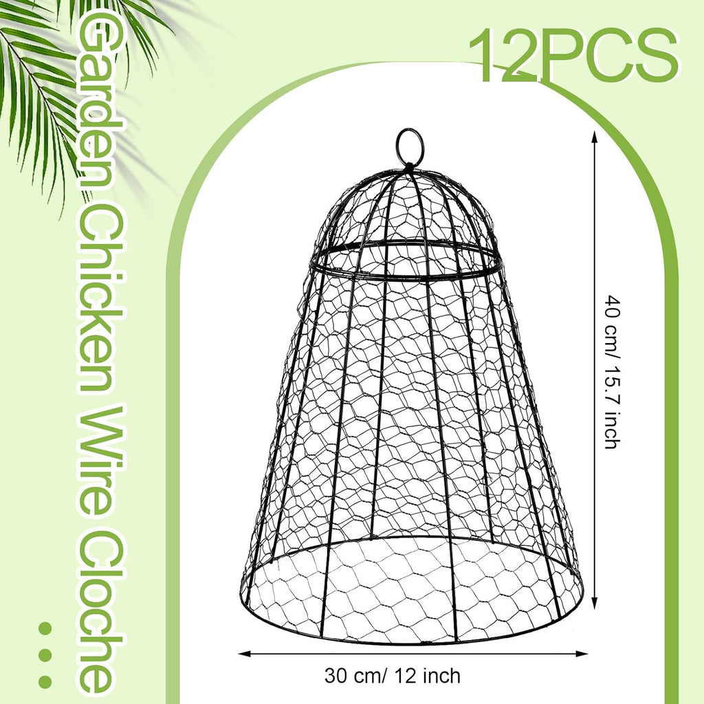 12 Pack Garden Chicken Wire Cloche, 12" W x 15.7" H Plant Protectors and Covers, Wire Garden Cloches from Animals
