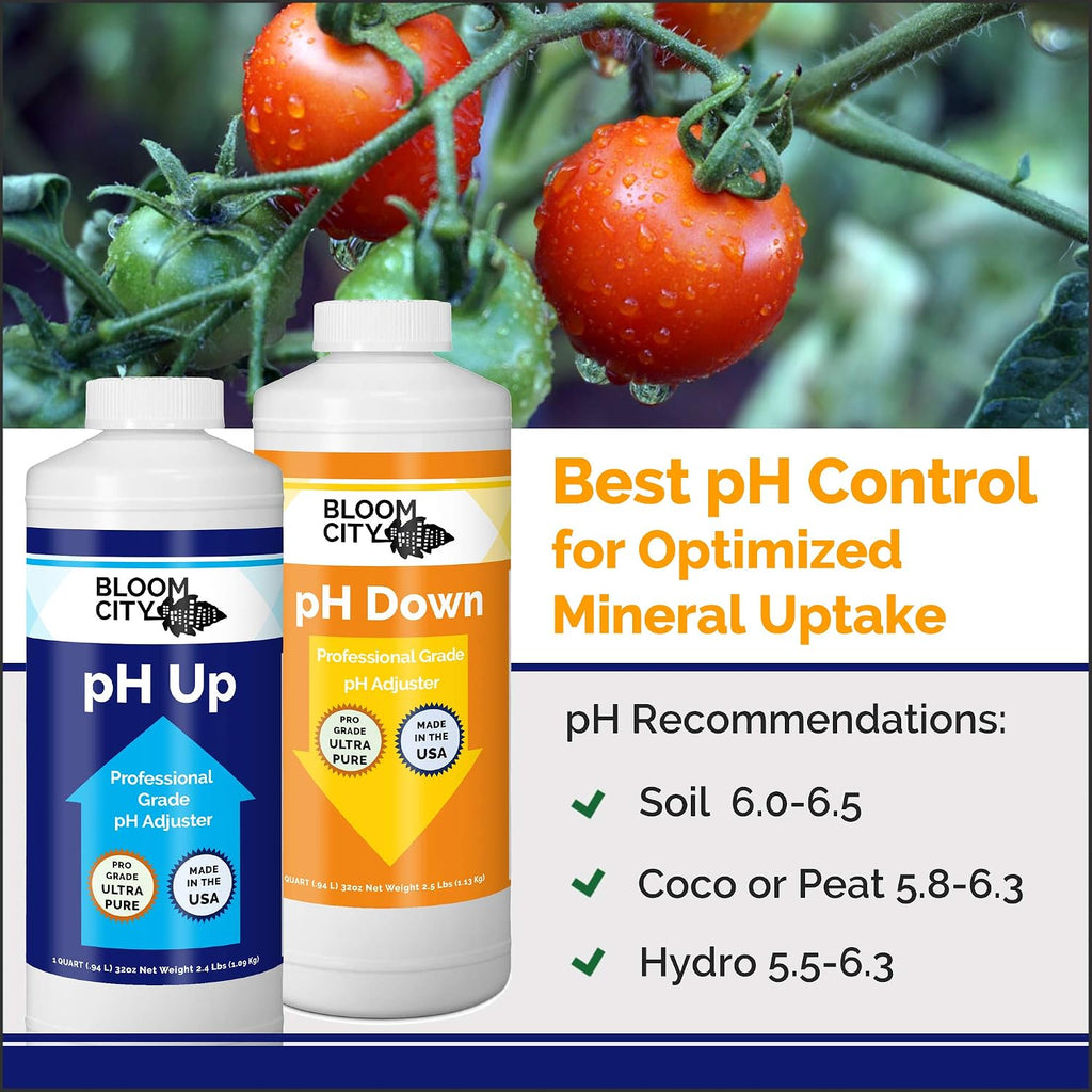 Bloom City pH Up & Down Control Kit for Optimal Nutrient Uptake, 1 Quart | Helps Avoid Nutrient Lockout, For Hydroponic