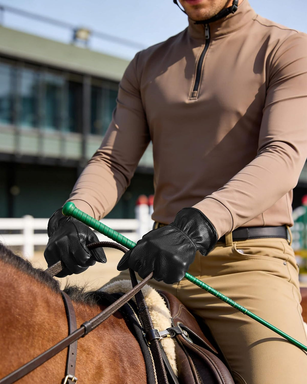 OZERO Leather Garden Gloves: Soft Breathable Deerskin Gloves (Black, L) | for Driving, Motorcycle, Horse Riding