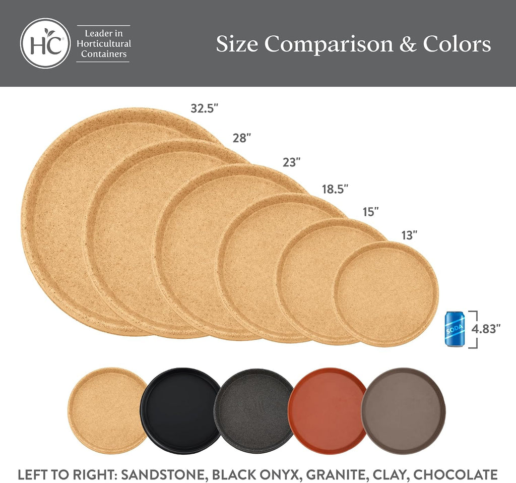 The HC Companies Terrazzo Plant Saucer, 15 Inch, Black Onyx, 1-Pack | Plastic, Lightweight, UV-Resistant, for Indoor &
