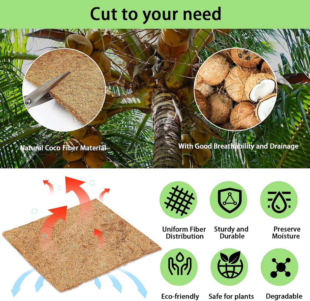 Thick Coco Fiber Liner Roll,120x16inch Natural Coconut Liners for Planter Box Flower Basket, Coco Coir Sheets Coconut