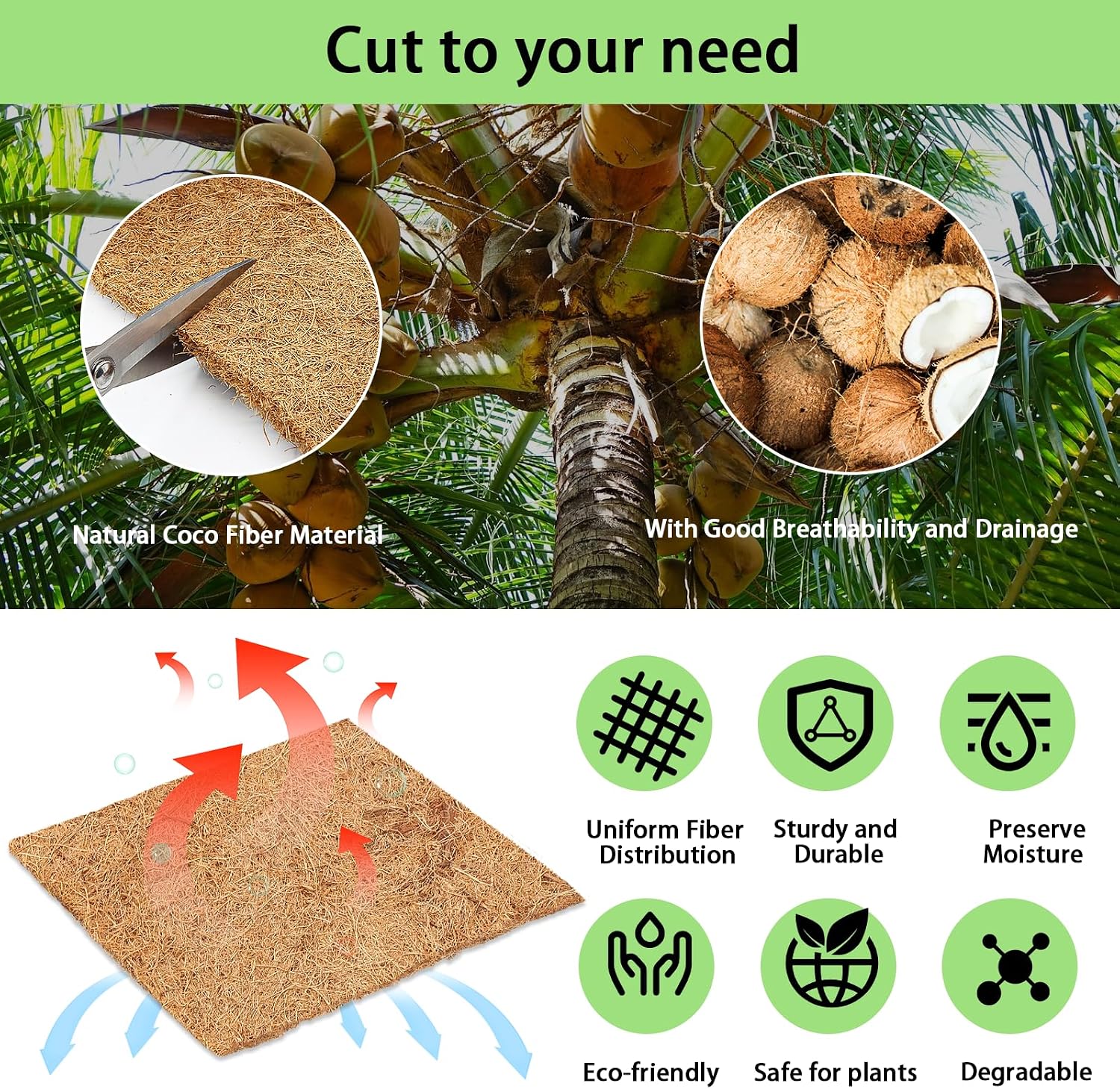 Thick Coco Fiber Liner Roll,120x16inch Natural Coconut Liners for Planter Box Flower Basket, Coco Coir Sheets Coconut