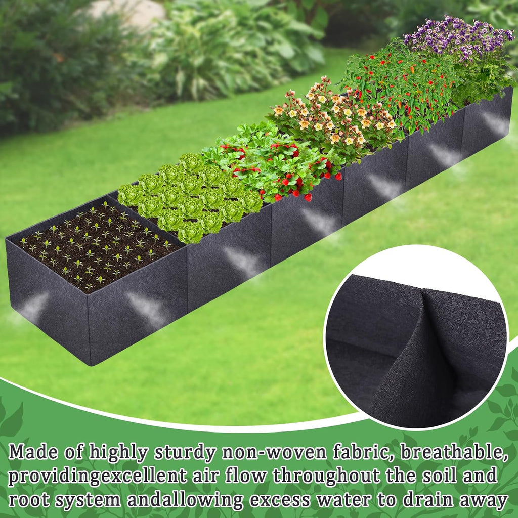 POILKMNI 12x2x1ft Fabric Raised Garden Bed | Outdoor Planter Box Non-Woven Fabric Patio Planting Bed Garden Grow Bed