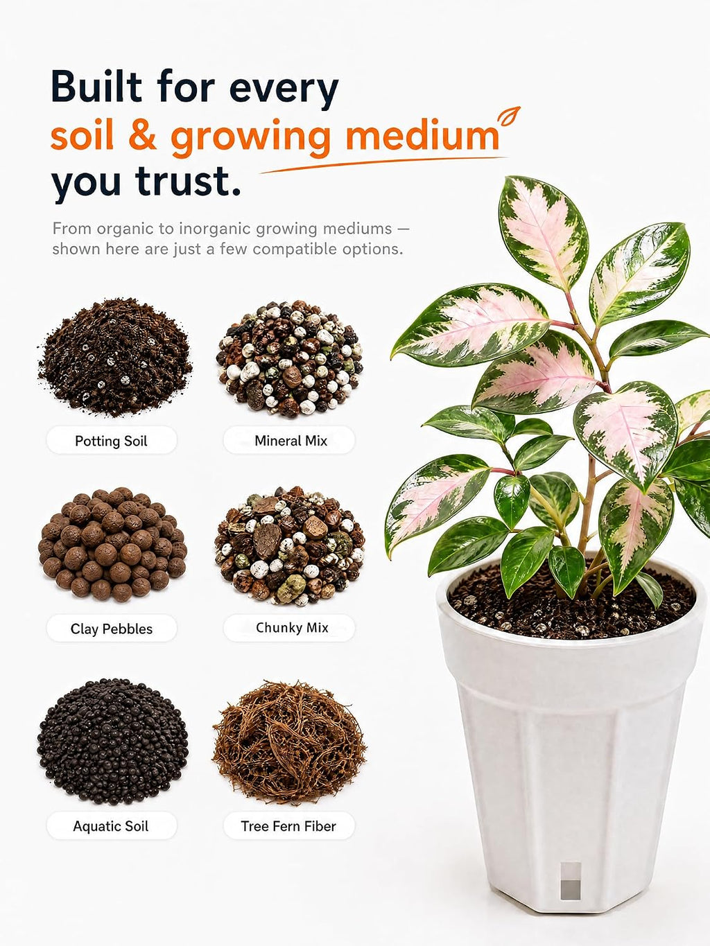 8 Pack 4" Self Watering Pots for Indoor Plants, Clear Inner Cup Planters with Drainage & Water Level Window, Absorbent