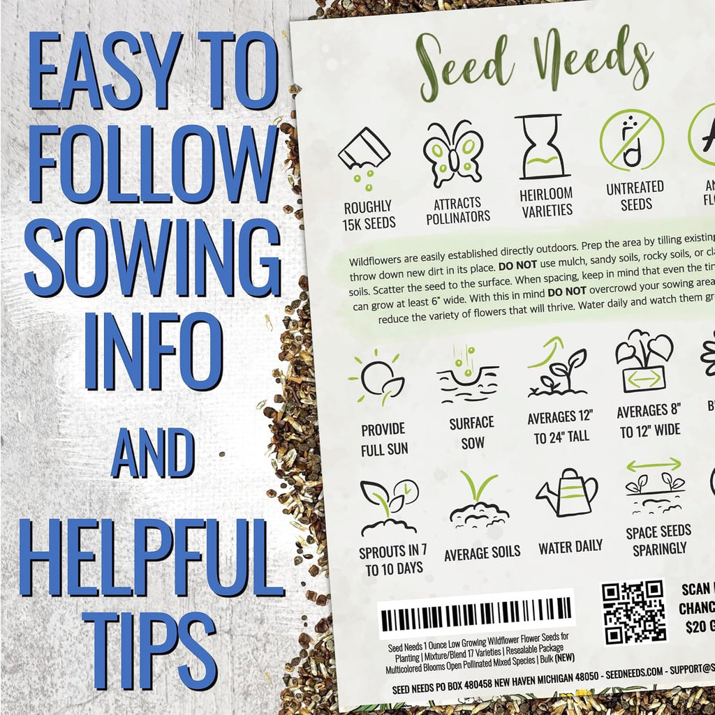 Seed Needs Low Growing Wildflower Seed Mix 5 Bulk Packs (1 Ounce Each)