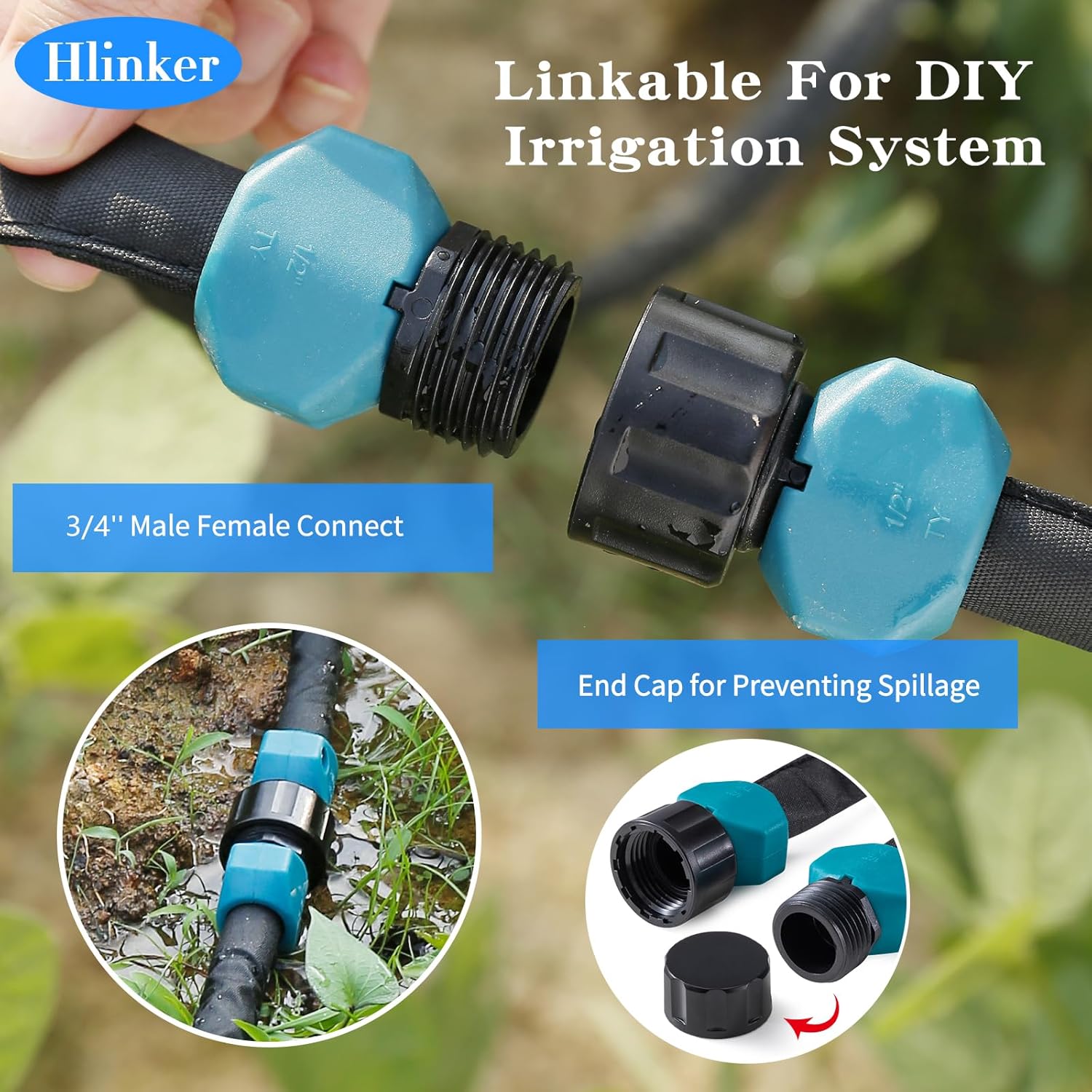 Hlinker 2026 Flat Soaker Hose 50 ft with Stake for Garden, Linkable Drip Hose Diy Automates Garden Irrigation System
