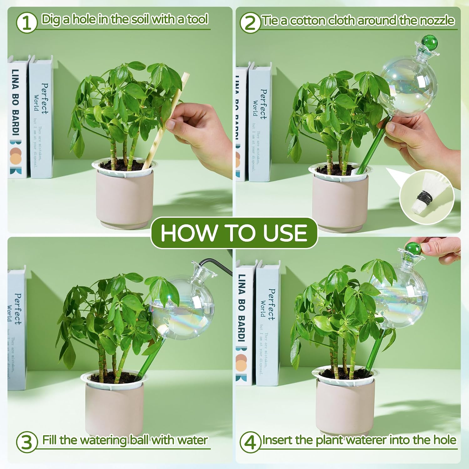 17 oz 2 Weeks Extra Large Plant Watering Globes, Iridescent Glass Self Watering Globes, Self Watering Planter Insert