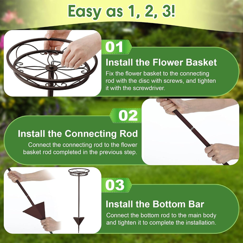 Tellingyou 2 Pack Adjustable Outdoor Flower Pot Stand, Plant Stands(Brown) | Metal, Spring Summer Versatile Plant
