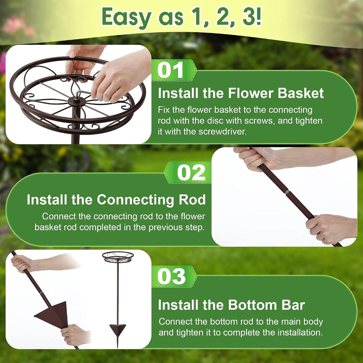 Tellingyou 2 Pack Adjustable Outdoor Flower Pot Stand, Plant Stands(Brown) | Metal, Spring Summer Versatile Plant