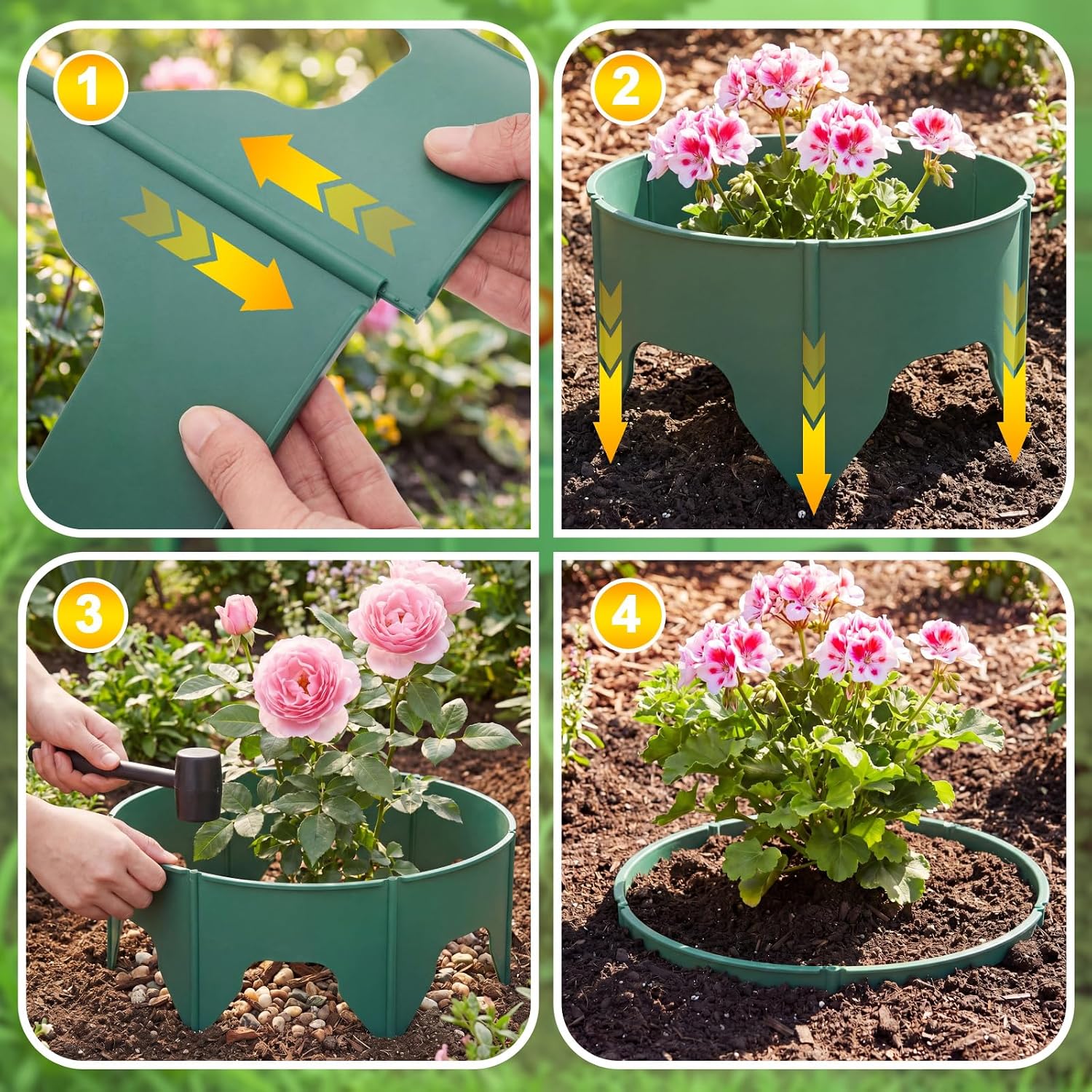 80 Pcs Planting Grow Rings, Diameter Range 8.2-15.7 Inches, Adjustable Interlocking Plant Support Rings with Mallet