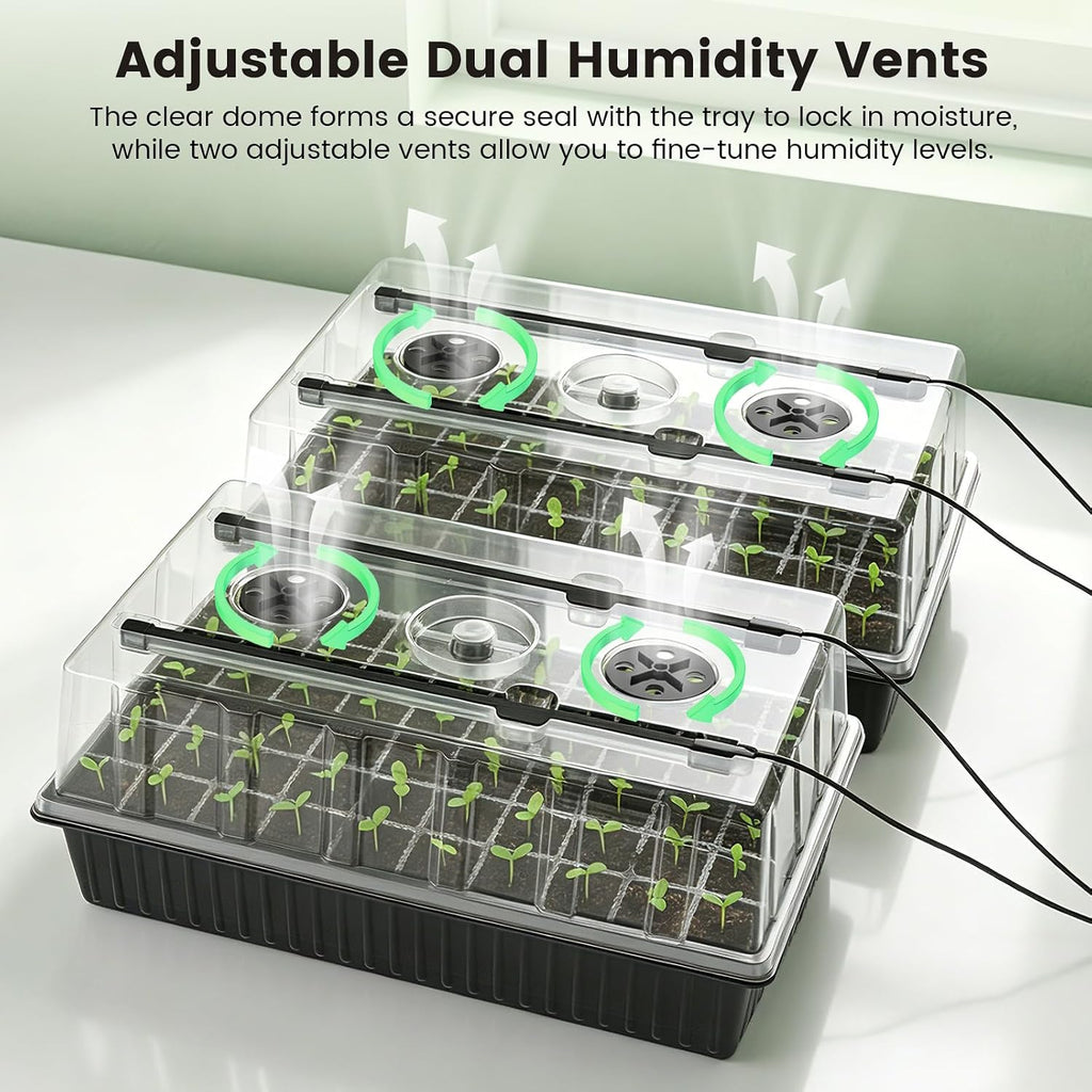 BAOSHISHAN Seed Starter Tray with Grow Light - 120 Cells Self-Watering | 24/7 LED Grow Light, 4'' Humidity Dome, Ideal
