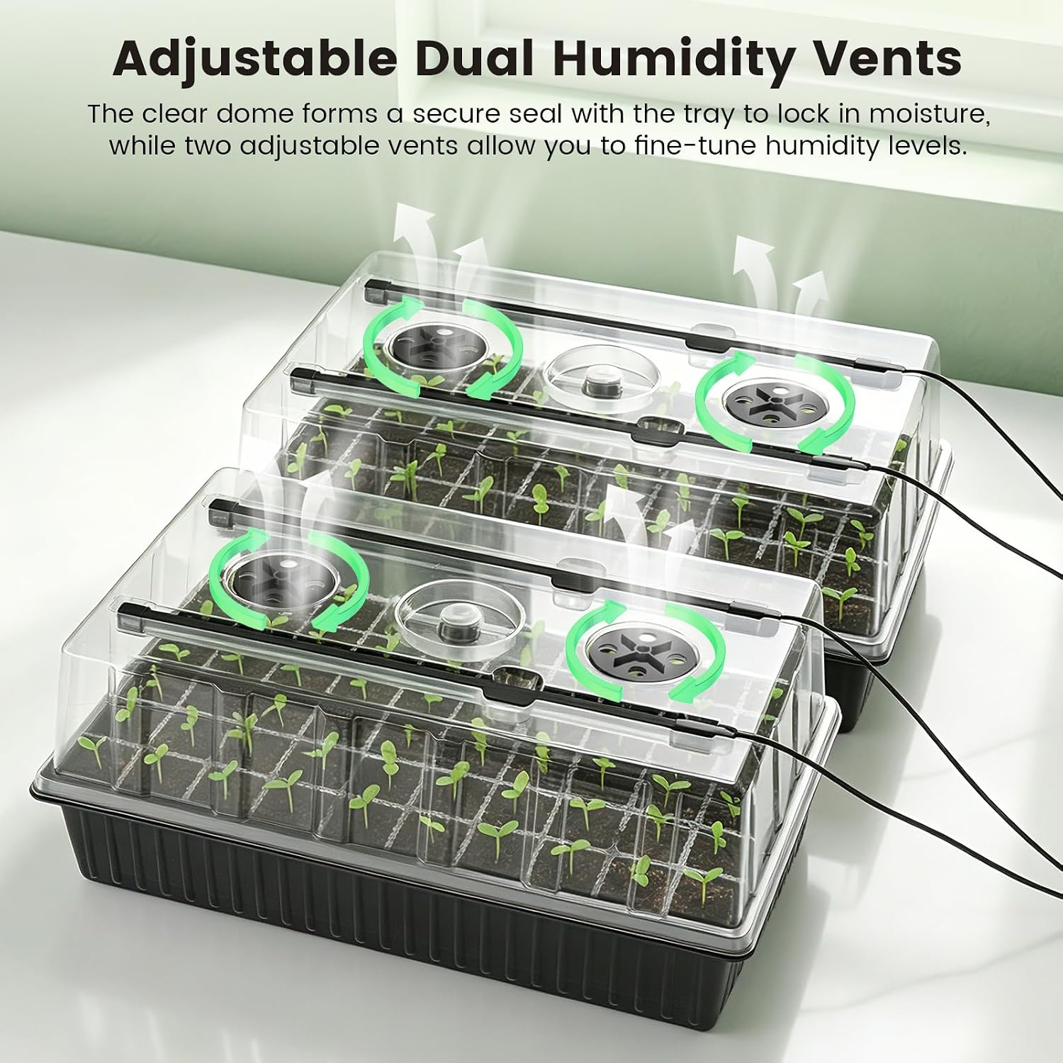 BAOSHISHAN Seed Starter Tray with Grow Light - 120 Cells Self-Watering | 24/7 LED Grow Light, 4'' Humidity Dome, Ideal