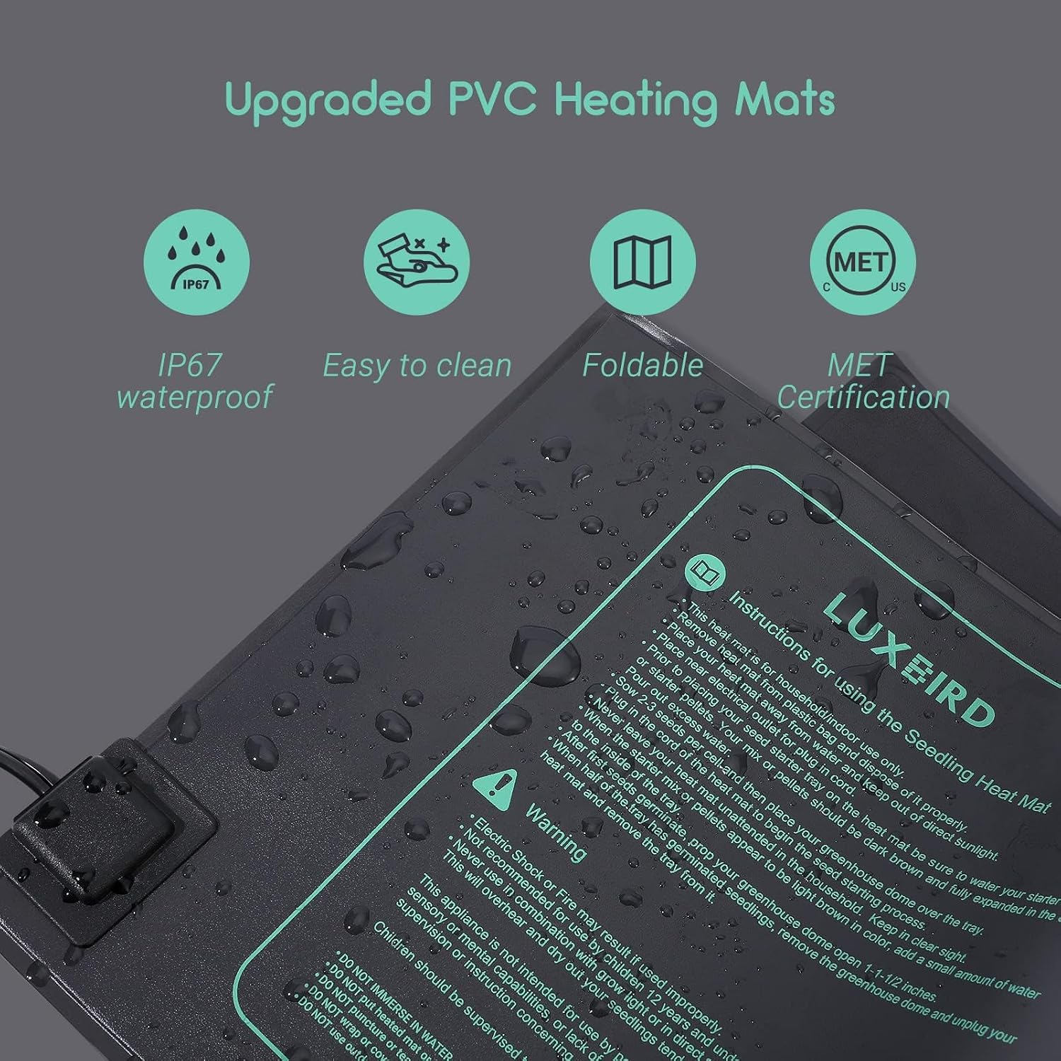 LUXBIRD 2 Pack 10"x 20.75" Seedling Heat Mat and Digital Thermostat Controller Combo Set (120v US Plug)