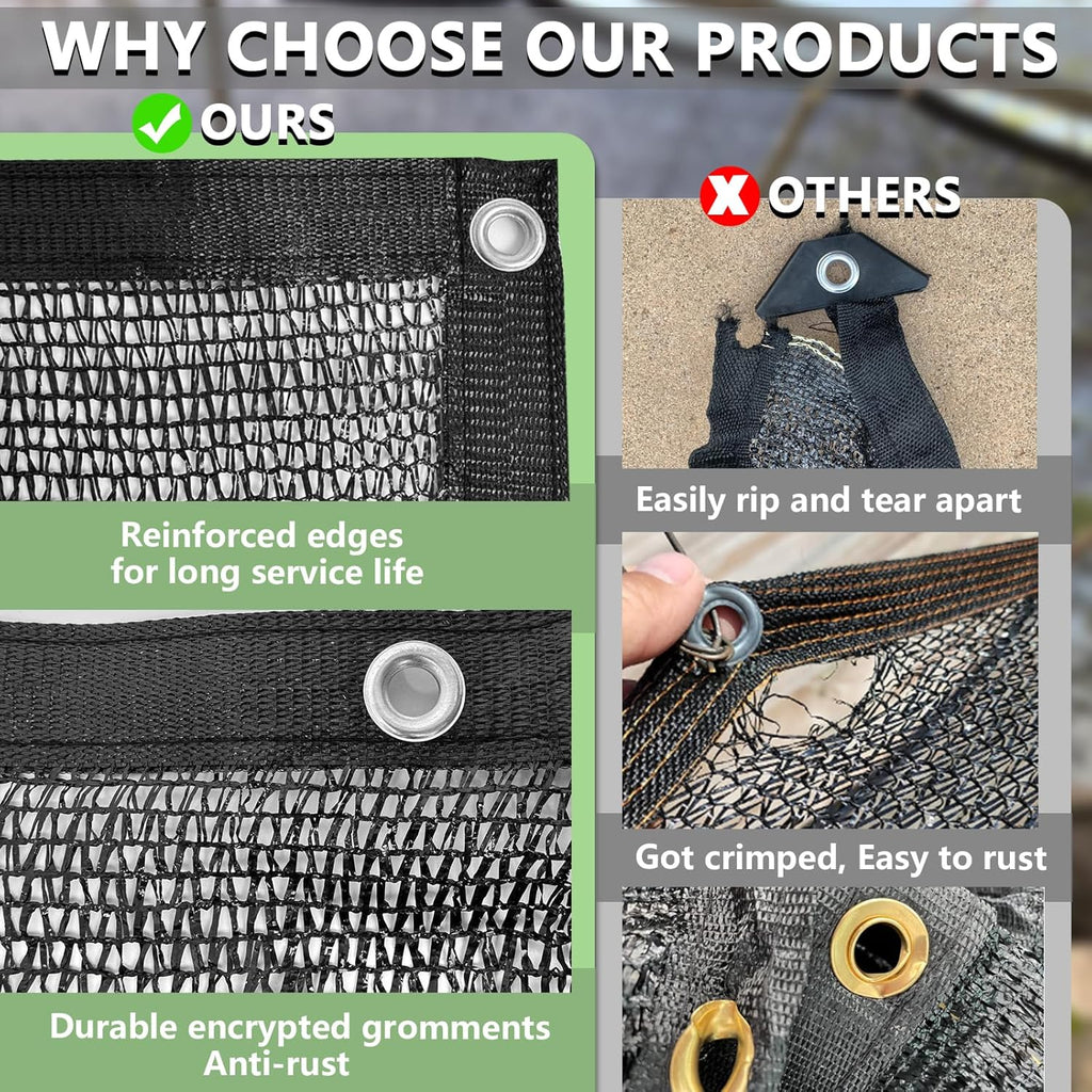 40% Shade Cloth for Garden,10x20 FT Sun Shade Protection | UV Resistant Breathable Black Shade Cover for