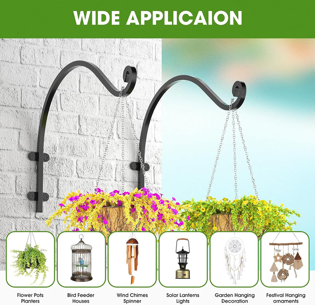 EPHECH 6Pack 16Inch Heavy Duty Hanging Plant Brackets for Plant Baskets | 80Lbs Outdoor and Indoor Hanging Brackets