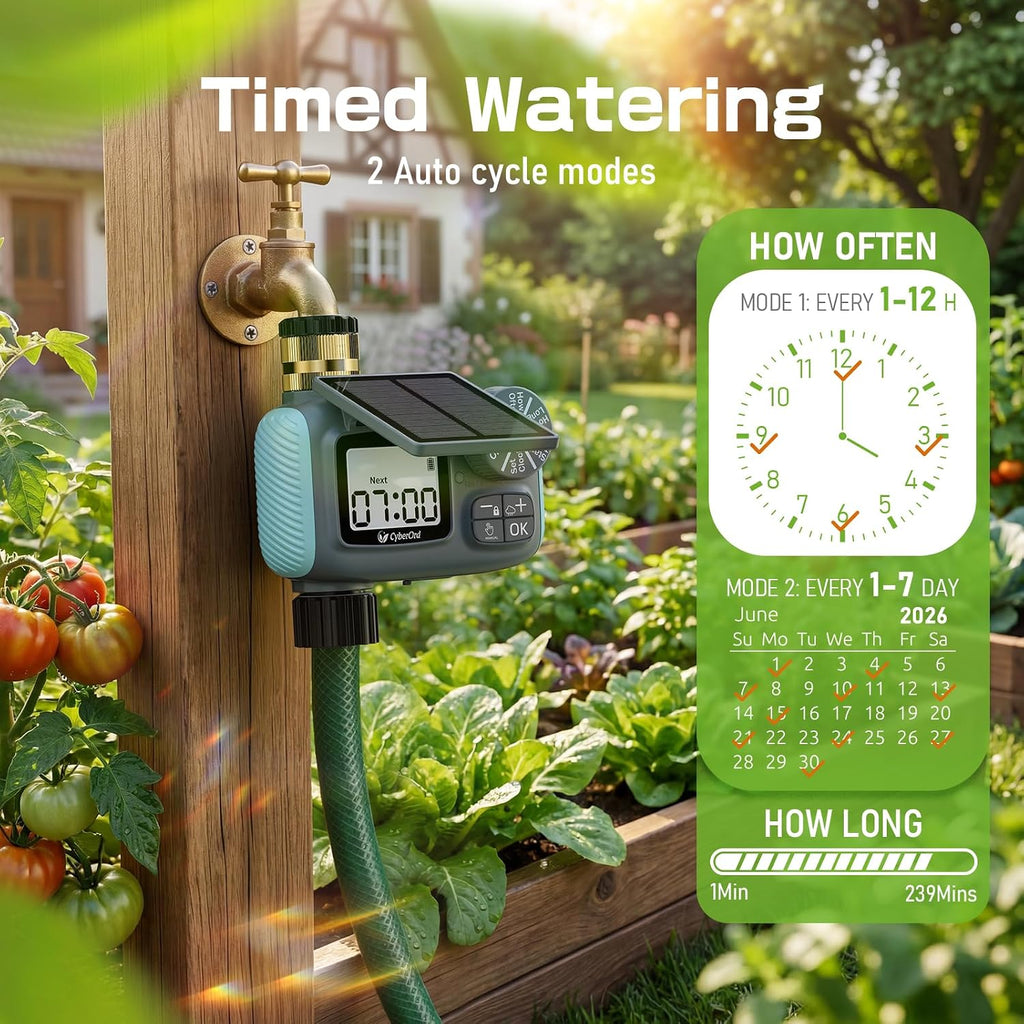Solar Hose Timer, Sprinkler Timer Programmable with Brass Swivel | Water Timers for Garden Hose Watering with Rain