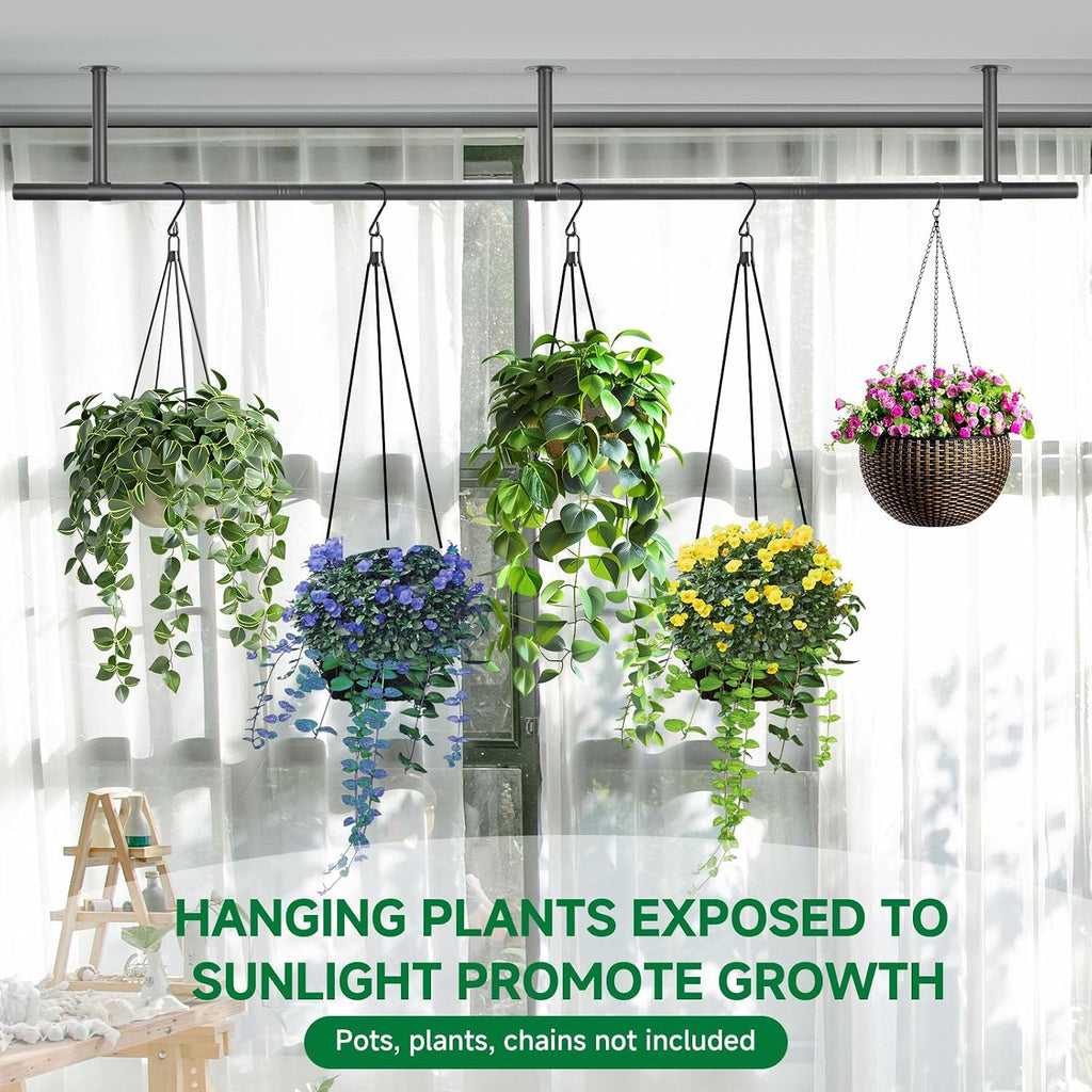 Hanging Planters Rod – Plant Hanger Indoor for Window Ceiling, Hanging Plant Shelf for Wall Planter House Plants, Plant