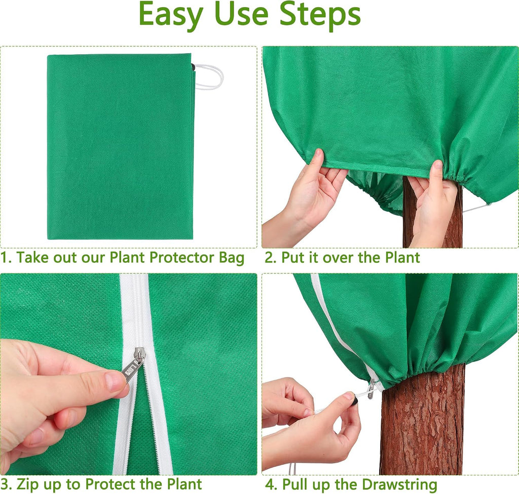 Hahood 10 Pieces Plant Covers Freeze Protection Winter Plant Frost Cover with Drawstring and Zipper Large Plant
