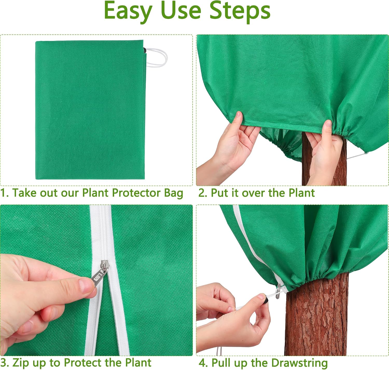 Hahood 10 Pieces Plant Covers Freeze Protection Winter Plant Frost Cover with Drawstring and Zipper Large Plant