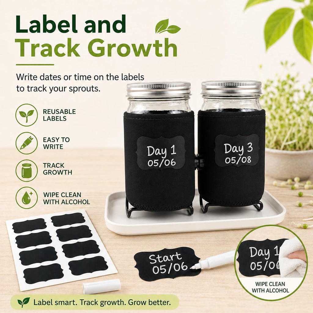 Sprouting Jar Kit,2pcs 1000ml Wide-Mouth Mason Jars with 316 Stainless Steel Sprouting Lids
