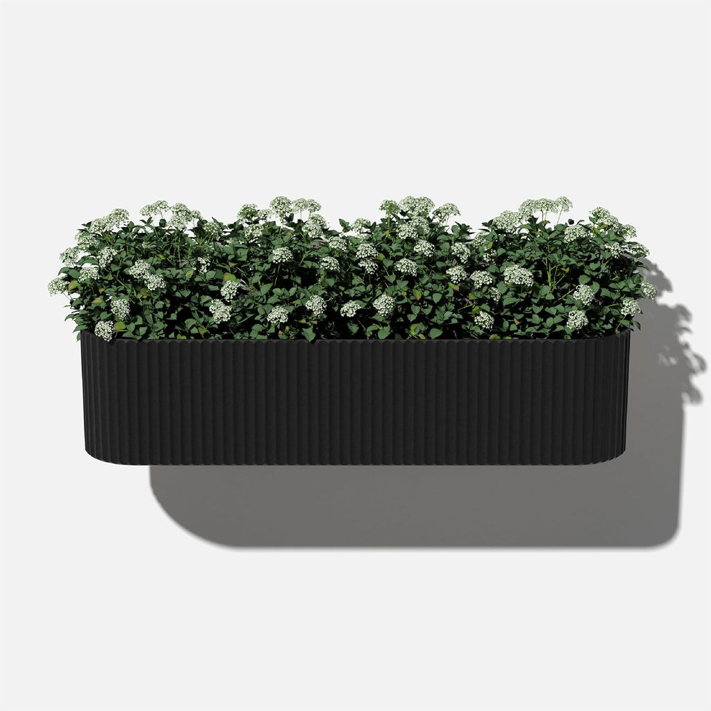 Veradek Demi Series Railing Planter - Round Window Box with Bracket | Made From a Durable Plastic-Stone Composite With
