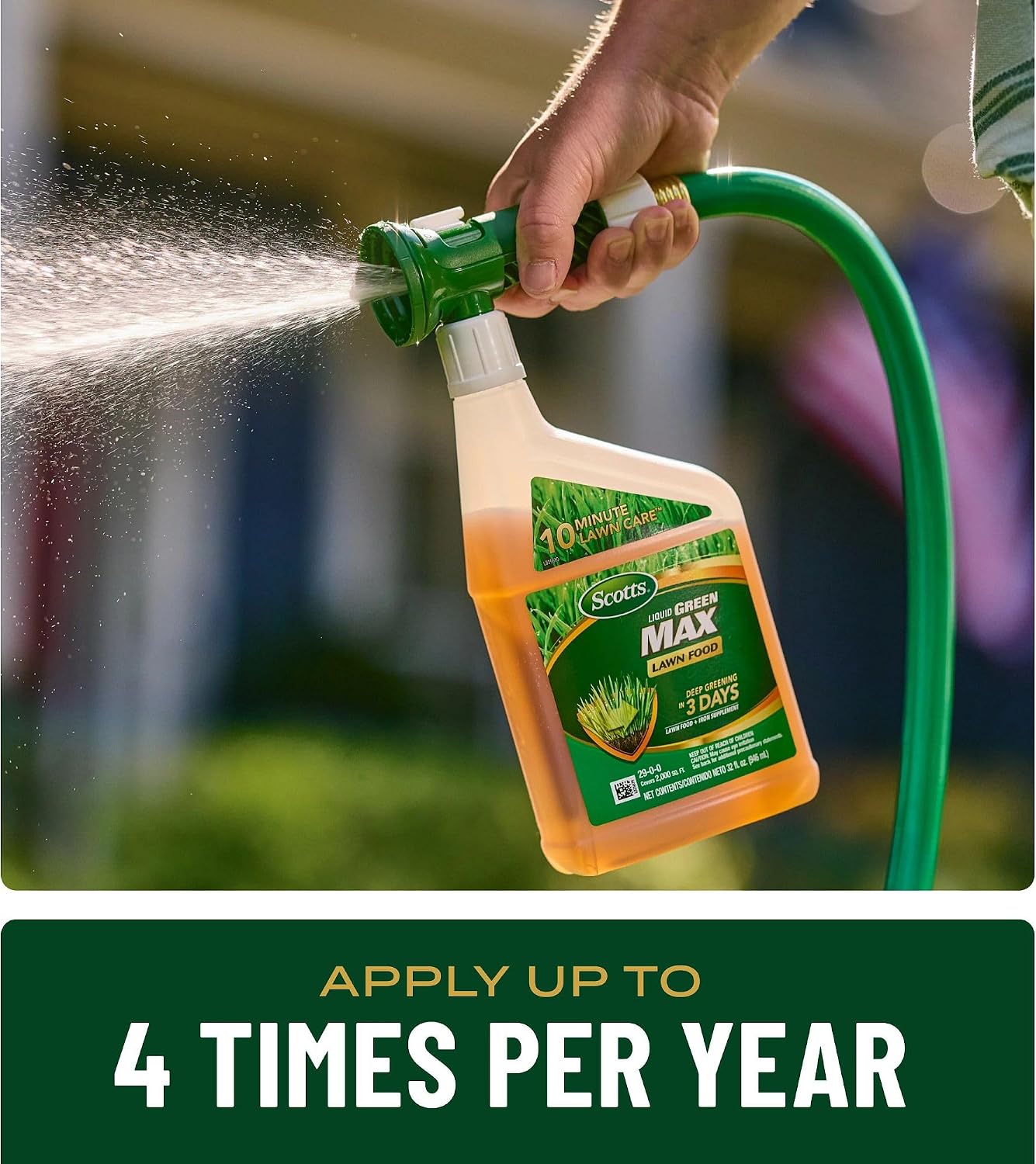 Scotts Liquid Green Max Lawn Food, 32 fl. oz. | Liquid Lawn Fertilizer and Iron Supplement, For Any Grass Type, 29-0-0