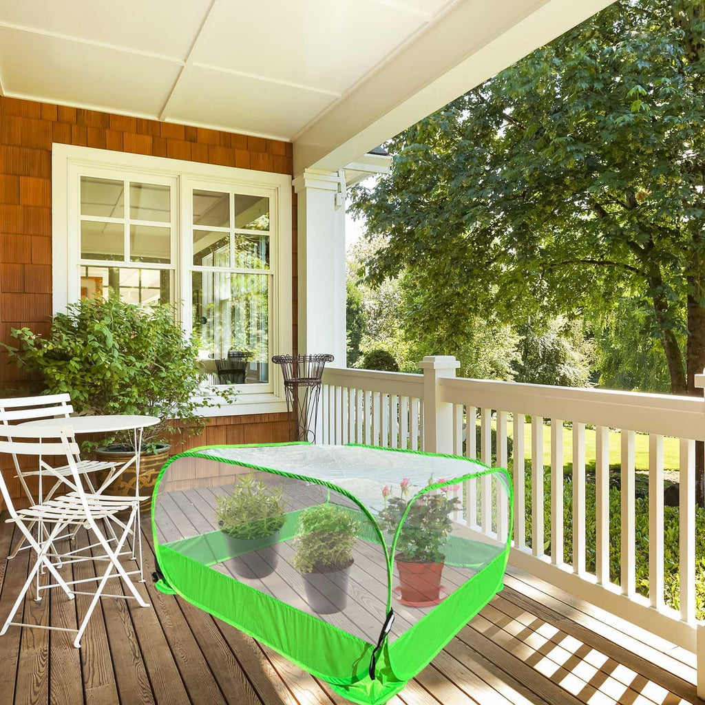Pop Up Garden Mesh Plant Cover 2Pcs Outdoor Plant Protector Mesh Plant Enclosure Raised Bed Garden Bird and Pest