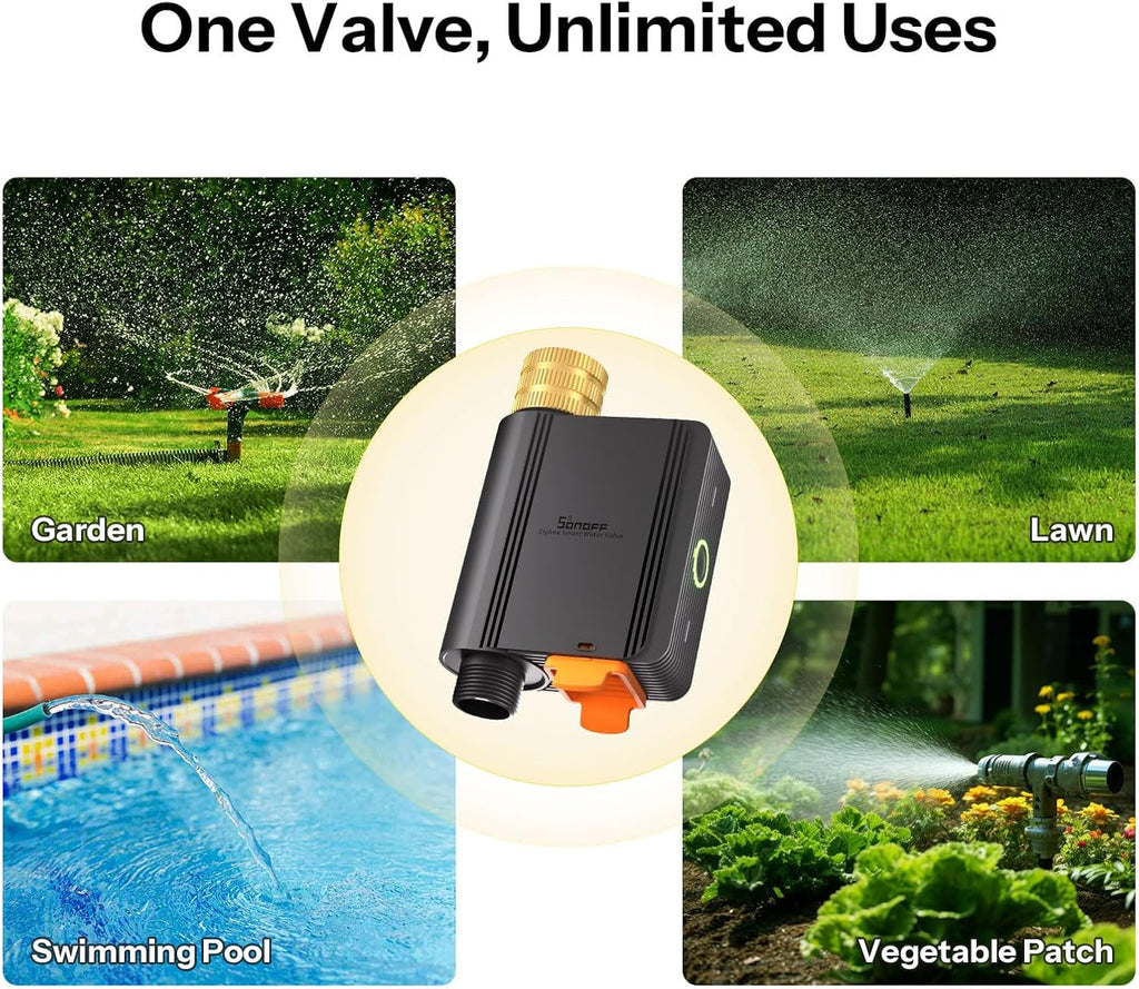 SONOFF SWV-ZFU Hydro ONE Zigbee Smart Sprinkler Timer, Brass Inlet, Weather-Adaptive Scheduling Irrigation Timer with