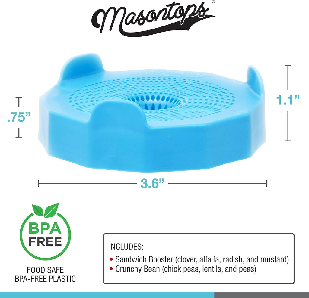 Masontops Bean Screen Sprouts Growing Kit - Sprouting Lids & Sprout Mixes Microgreens Growing Kit - Sprouting Kit Wide