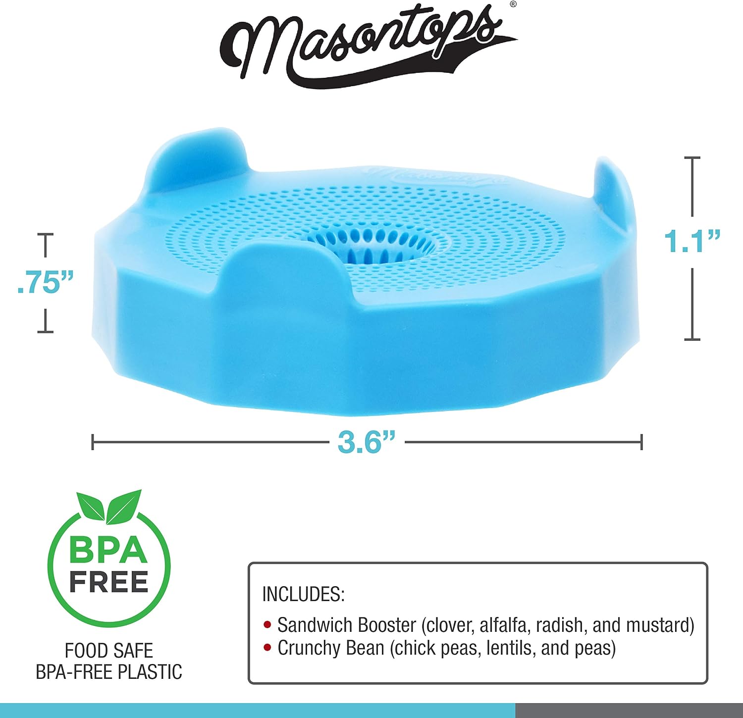 Masontops Bean Screen Sprouts Growing Kit - Sprouting Lids & Sprout Mixes Microgreens Growing Kit - Sprouting Kit Wide