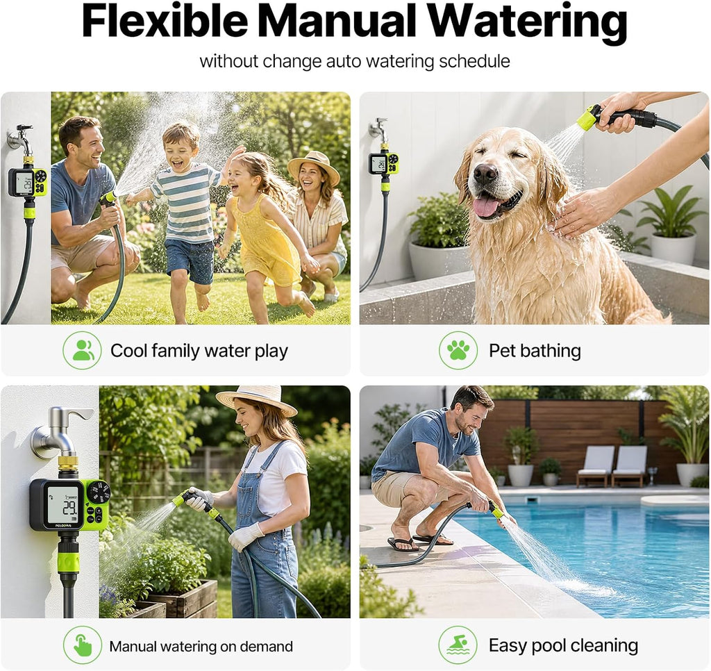 Sprinkler Timer, Brass Inlet Programmable Watering Timer for Garden Hose Fits 3/4” US Faucet, Outdoor Soaker Hose Timer