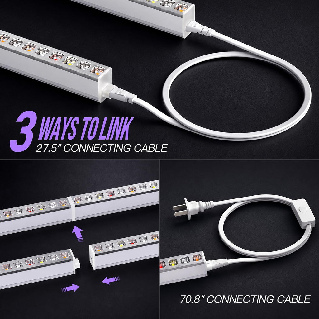 KingLED Grow Lights for Indoor Plants, Natural-Like 5000K Full Spectrum Plant Lights for Indoor Growing, 48W(4 X 12W)