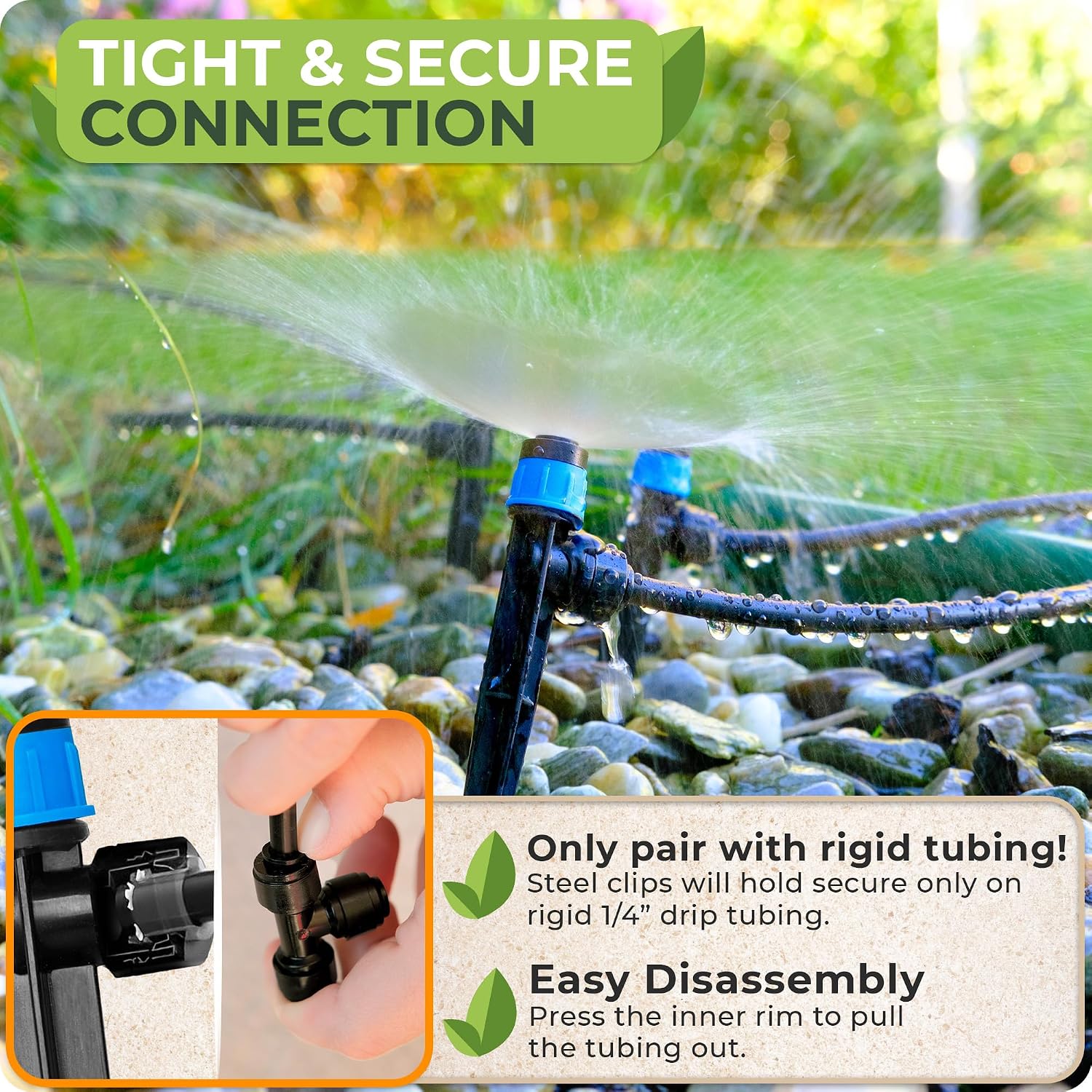 1/4" Quick Connect Irrigation Emitters Vortex Sprinker, 30 pcs | For Drip Irrigation System Kit, 360 Degree Adjustable