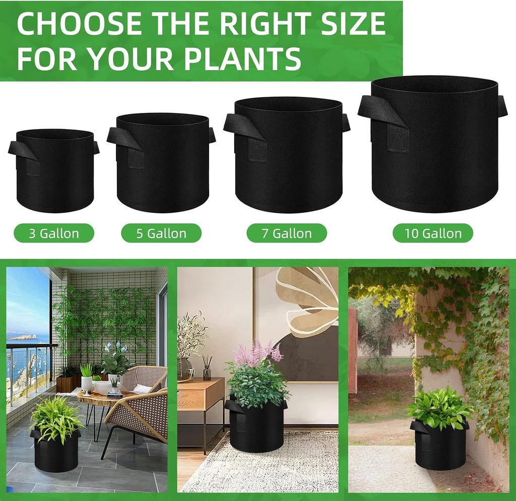LITLANDSTAR 100-Pack 5 Gallon Grow Bags, Heavy Duty Thickened Nonwoven Aeration Fabric Pots with Handles, Aeration Grow
