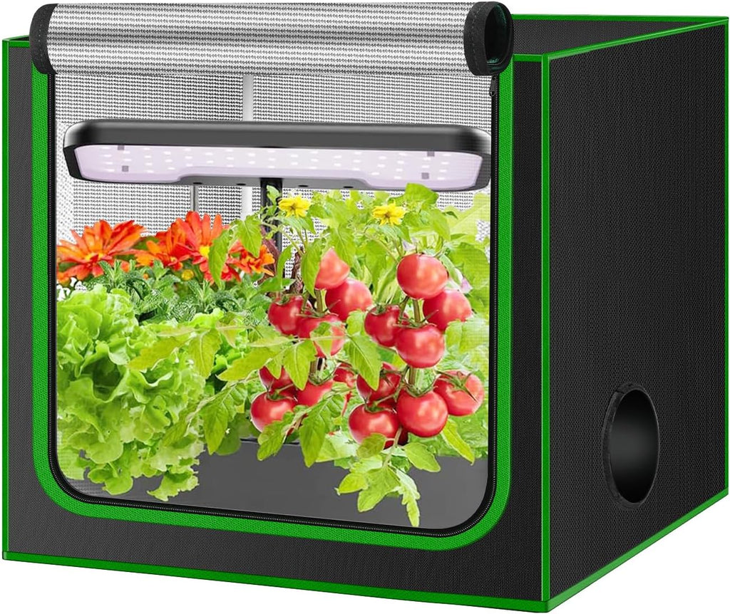 Small Grow Tent for Aerogarden，24”x16”x24” ，Hydroponics Growing System ，Highly Reflective 600D Diamond Mylar Canvas