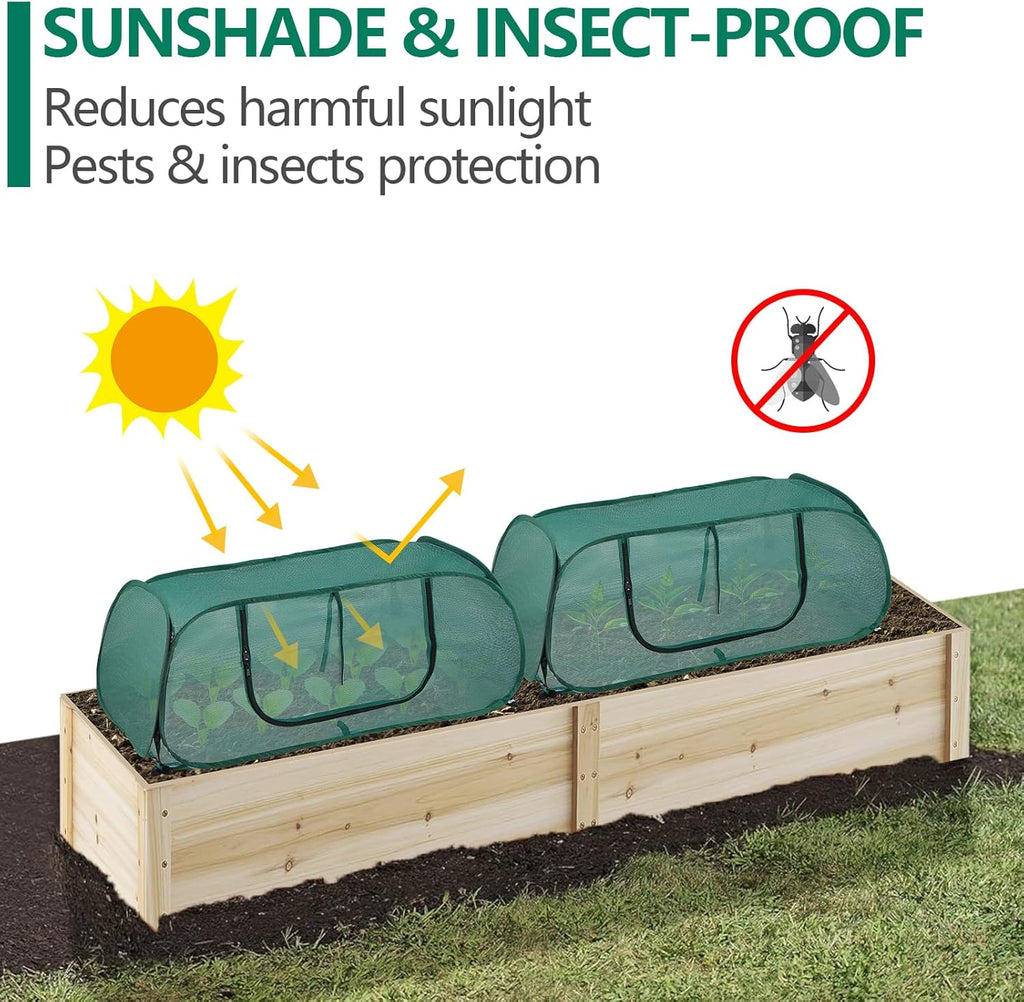 Garden Bed Cover 2 Pack, Mesh Netting Tent, Crop Cage for Raised Bed,- 30% Sunblock Shade Cloth with Metal Anchoring