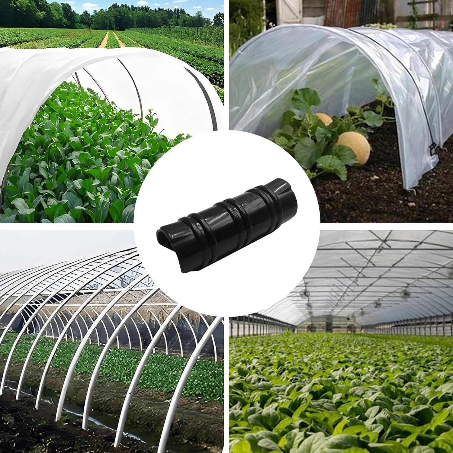 60PCS Greenhouse Clips, 1 Inch Greenhouse Clamps, Gardening and Farming Tube Clips, ABS Plastic Clamps for PVC Pipe