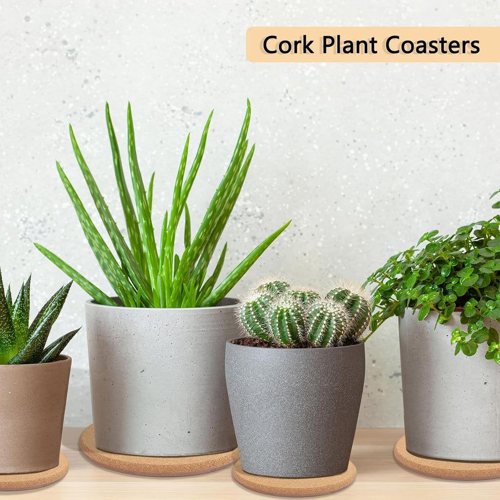 14 Inch Large Cork Plant Coasters, Double Layers 10mm Extra Thick Cork Plant Mats, 2 Pcs Plant Coasters for House Plants