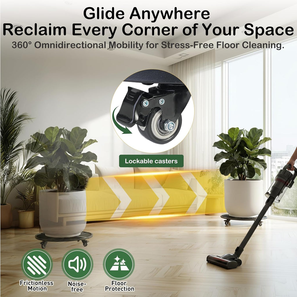 22" Round Metal Plant Caddy with Wheels Heavy Duty, 600lbs Capacity Rust-Proof Plant Stand with Lockable Caster Wheels
