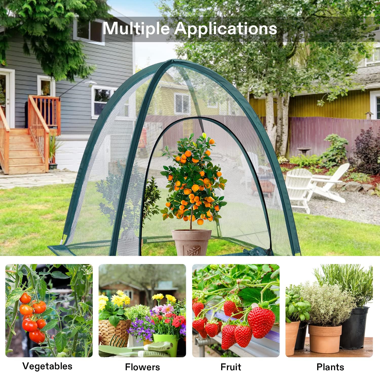 VIVOSUN Garden Netting Cover, 36 x 36 x 39 Inch Pop-up Guard Cover with Zip Entry for Plants, Vegetables, Fruits