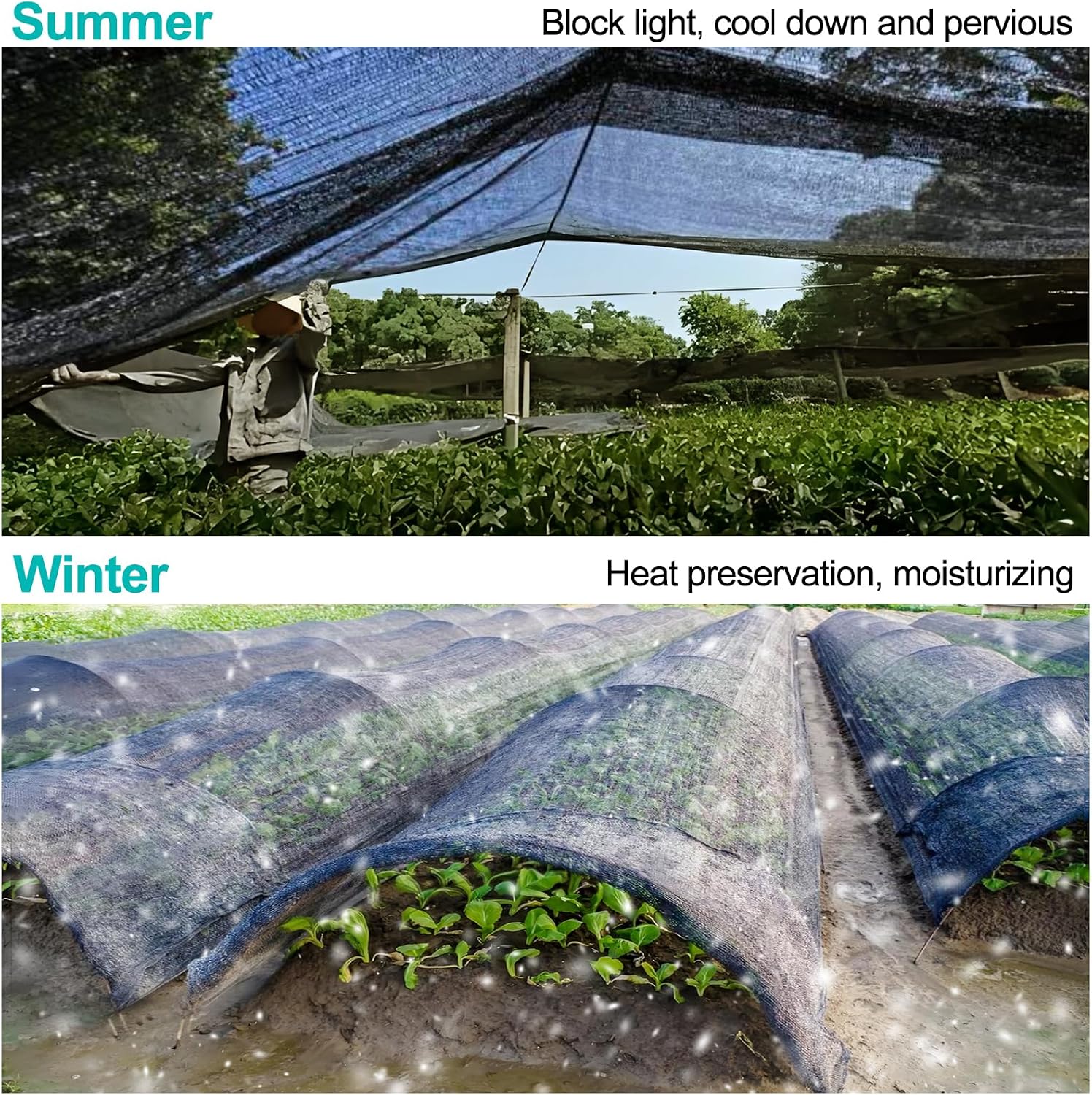 Cliselda 6x50ft Black Shade Cloth w/Grommets for Garden Mesh Tarp Sun Shade | 30% UV Resistant,Durable Netting Sunblock