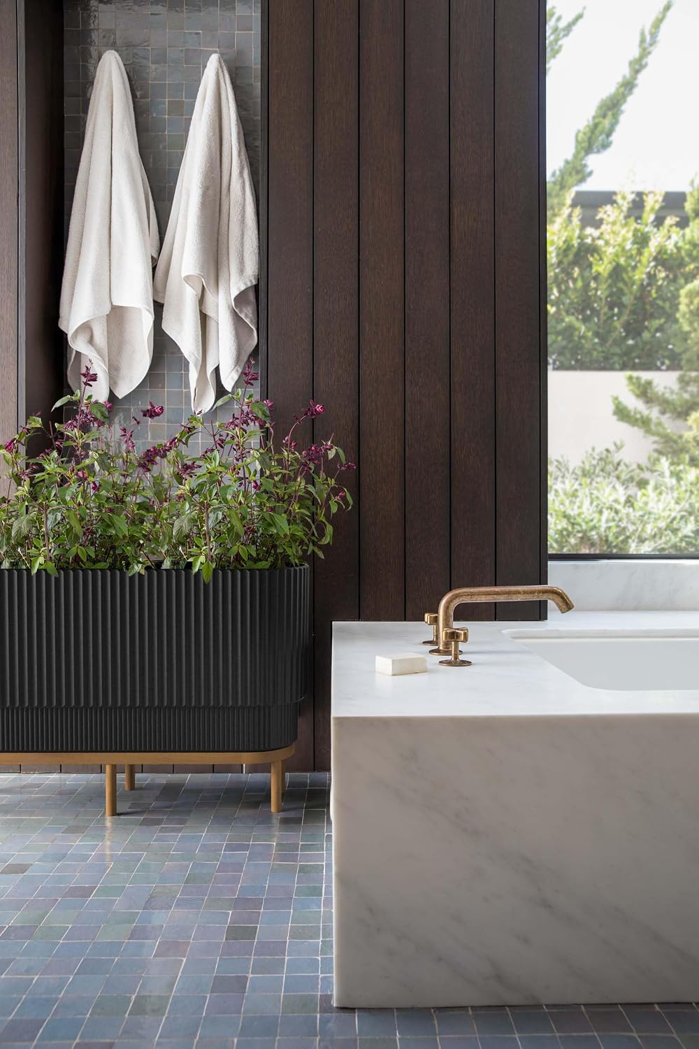 Veradek Demi Series Raised Long Planter - Wide Planter with Stand | Made From a Durable Plastic-Stone Composite & Comes